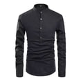 thumbnail image 3 of Camisa Cuello Mao Manta Hombre Casual Slim Fit Manga Larga, 3 of 4