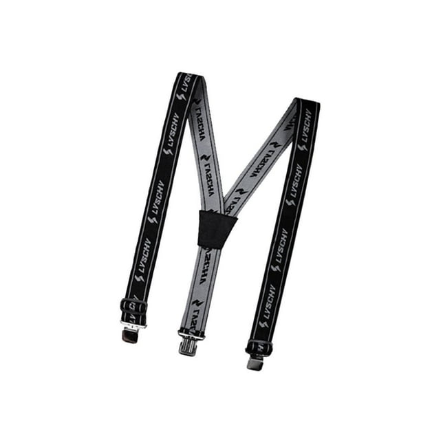 Tirantes elásticos ajustables en forma de Y con clip unisex para hombre y mujer Negro m
