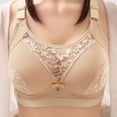 thumbnail image 2 of AHTJRT Lace Bras for Women Fashion Plus Size See Through Wireless Comfy Bralettes with Adjustable Straps Seamless Fixed Padded Sheer Bras Beige XL, 2 of 9