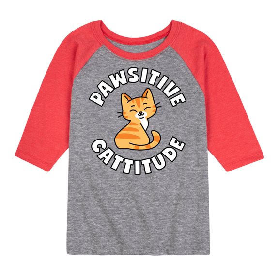 Pawsitive Cattitude - Toddler And Youth Raglan Graphic T-Shirt