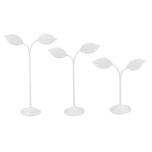 ziyahi 3x Iron T Bar Earring Necklace Jewelry Display Stand Rack White-Leave