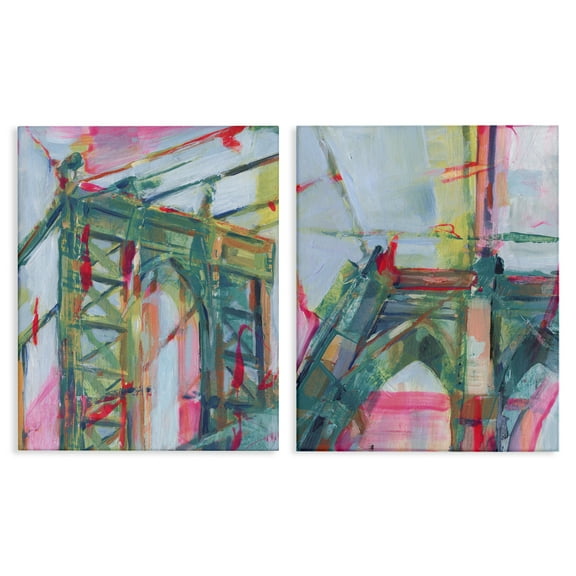 Stupell Industries Bridge Arches Abstractions Scenic & Cityscapes Painting Wrapped Canvas Art Print Wall Art, 16 x 20, Set of 2