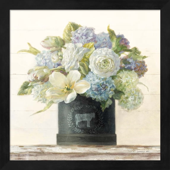 Tulips in Hatbox Shiplap by Danhui Nai, Framed Wall Art, 13.25W x 13.25H