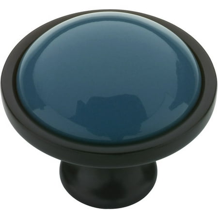 - Liberty 35mm Ceramic Insert Knob, Black and Turquoise