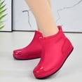 thumbnail image 5 of pwidon Waterproof Rain Boots Women Slip On Short Ankle Slip Resistant Flat Sole Embossed Detail Rubber Casual Wet Weather Women Rain Footwear Red 38, 5 of 6