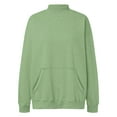 thumbnail image 4 of idosla Mock Neck Sweatshirt Women Oversized Turtleneck Pullover Long Sleeve Tops Fall Fashion Y2K Outfits With Pockets (Green, S), 4 of 4