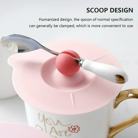

KTCINA Food Grade Silicone Cup Lids 10cm/3.94 Anti-Dust Silicone Cup Cover Seal Airtight Mug Lids with Spoon Holder Heat-Resisting Mug Covers Creative Child Cup Hat for Hot Drink Glass Cup Coffee Cup