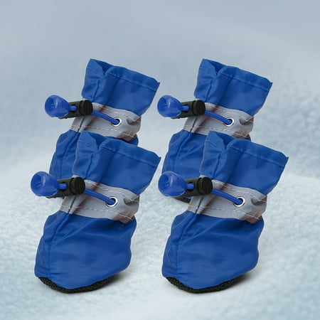 ZGAD 1 Pair/4pcs Reflective Dog Boots  All-Season PVC Pet Paw Protectors  Anti-Slip Waterproof Pet Shoes  Machine Washable  with Snap Button Closure for Small  Medium  and Toy Breeds  for Outdoor Use