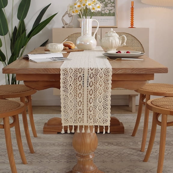 Table runner coffee table TV cabinet decorative cover cloth long tablecloth hollow hook woven table runner fashion