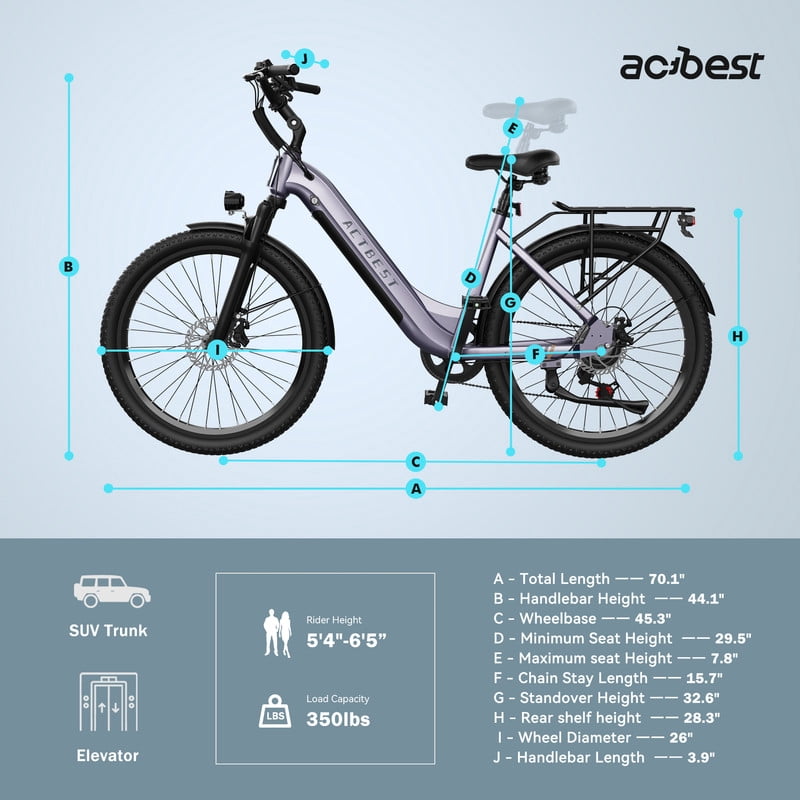 Electric Bike for Adults,over 750W Peak Motor Ebike,Up to 55Miles,over 20MPH E Bicycle,7-Speed,(Purple)