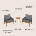 thumbnail image 4 of Aveiro 3-Piece Modern Bohemian Roped Acacia Wood Conversation Outdoor Patio Set with Cushions, Gray/Teak Brown, 4 of 7