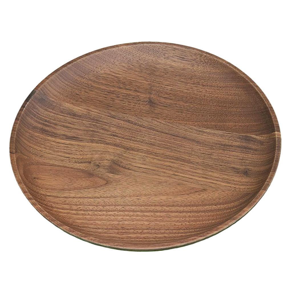 Natural Wood Dish Wooden Round Plate Wood Round Tray / Serving Food