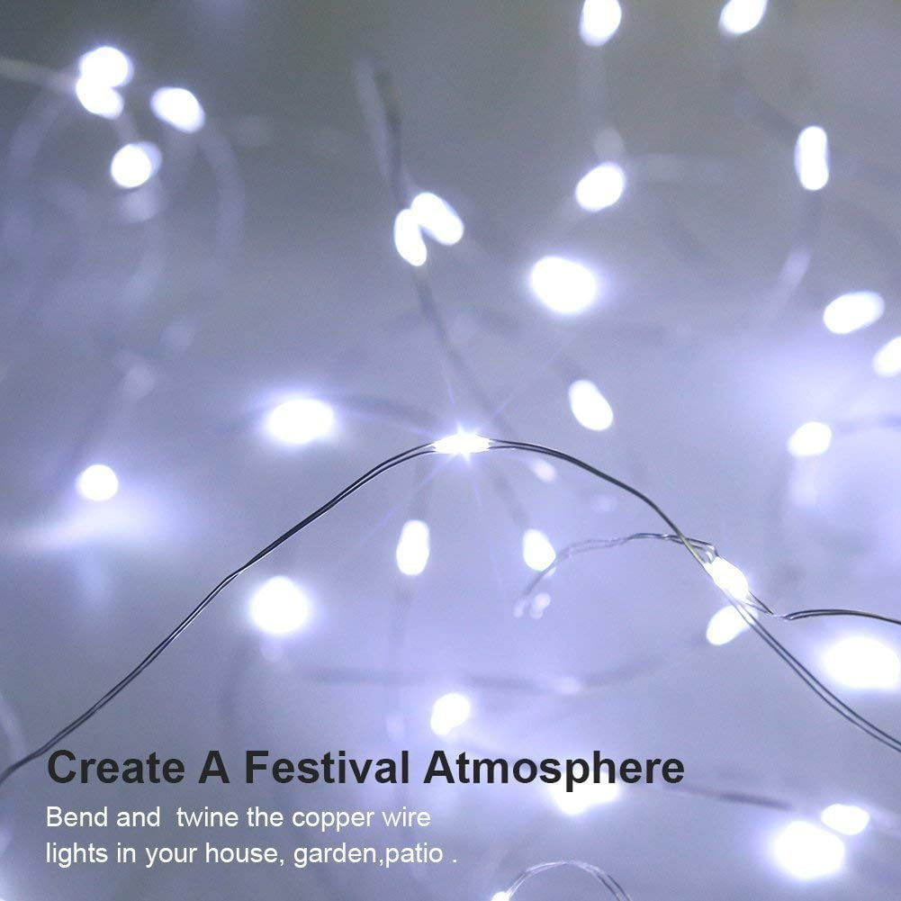 Rirool 4-Pack 33ft Cool White LED Fairy Lights - Battery Operated Waterproof String Lights with Remote, 8 Modes - for Garden, Wedding, Bedroom, Party Decor