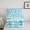 thumbnail image 5 of jejeloiu Light Blue Seashell Coral Full Size Comforter Sets For Girls,Ocean Starfish Pattern Bedding Comforter Set,Blue White,Reversible,3pcs,1 Comforter and 2 Pillowcases, 5 of 7