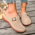 thumbnail image 3 of Rokment Women's Orthopedic Backless Sandals Beach Casual Buckles Closed Toe Arch Support Wedge Clogs Comfortable Platform Walking Mules Boho Retro Chunky Heels Dressy Slip on Slides Beige Size 6.5, 3 of 5