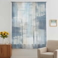 thumbnail image 3 of Blue Beige Sheer Curtains 63 Inches Long, Oil Painting Abstract Art Contemporary Light Filering Curtains, Breathable Simi Curtain Privacy Drapes for Living Room Bedroom Lightweight Window Treatment, 3 of 9