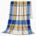 thumbnail image 2 of Royal Blue And Ochre Oversized Plaid Bands, Cozy Flannel Blanket with Bold Traditional Plaid Print, Housewarming Gift for Bold plaid enthusiasts, Home Decor for Bedroom and Living Room, 2 of 7