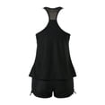 thumbnail image 6 of Women's Mesh Racerback Tankini Set, Black Sheer Neckline Top with Drawstring Boyshort, Tummy Control Modest Swimwear, 6 of 6