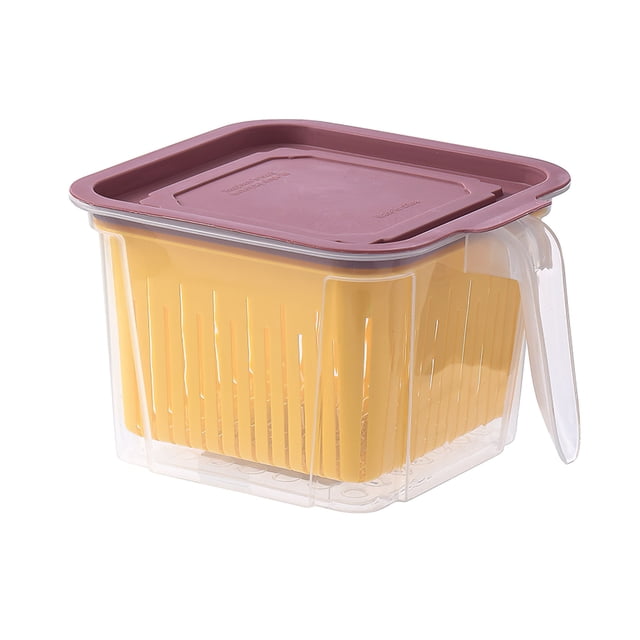 Recipiente De Almacenamiento De Alimentos De Cocina Con Cesta De Escurridor, Organizador De Frutas Y Verduras De Plástico Pp Insípido Con Asa Portátil Y Tapa, Caja De Almacenamiento De Alimentos Eigraketly HA025368-02