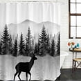 thumbnail image 2 of Deer Forest Shower Curtain, Waterproof Shower Curtains for Bathroom, Retro Country Trees Mountain Nature Scenery Washable Fabric Bathtub Curtain Set Bath Decor with 12 Hooks 72"x78", 2 of 8