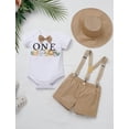 thumbnail image 2 of FYMNSI Toddler Baby Boys First Birthday Wild One Animal Outfit Romper Suspenders Shorts Hat Photo Shoot Clothes, 2 of 9