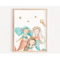 Mermaid Selfie, Girls Mermaid Wall Art, Girls Bedroom Decor, Watercolor Mermaid Wall Art Prints, Nursery Art Nursery Prints Ocean Art Wall Art, Modern Wall Decor, 24x36 UNFRAMED
