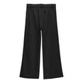 thumbnail image 5 of Girls High Waisted Uniform Pants Kids Wide Leg Dress Pants Casual Trousers with Pockets 5-14 Years, 5 of 6
