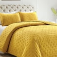 thumbnail image 4 of Mocaletto Reversible Quilts Set Twin Size, 2 Piece Yellow Quilt with Pillow Shams, Point Pattern Microfiber Bedspread, Lightweight Soft All Season Coverlet For Bedroom,Hotel &Gift, 4 of 6