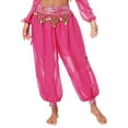 thumbnail image 2 of iiniim Women Belly Dance Costume Chiffon Lantern Harem Tribal Pants Belly Dancewear Hot Pink One Size, 2 of 7