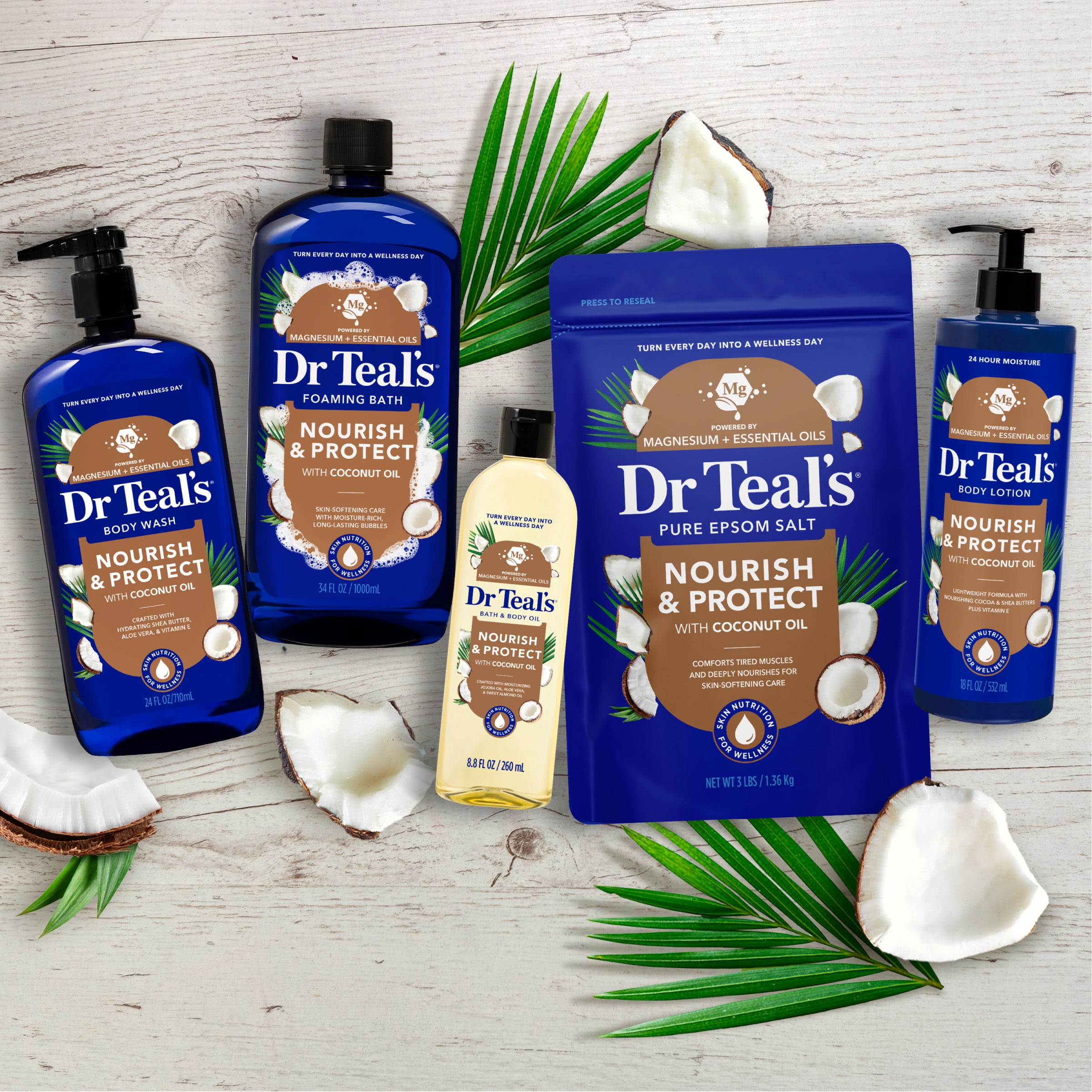 Dr Teal’s Nourish & Protect Body Lotion with Coconut Oil, 24 Hour Moisture, 18 fl oz