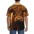thumbnail image 3 of Lsque Sunset Sunflower Cow A print Men's Cuban Collar Short Sleeve Shirt Summer Beachwear Casual Button Down Fashionable Vacation Leisure Shirt-X-Large, 3 of 7