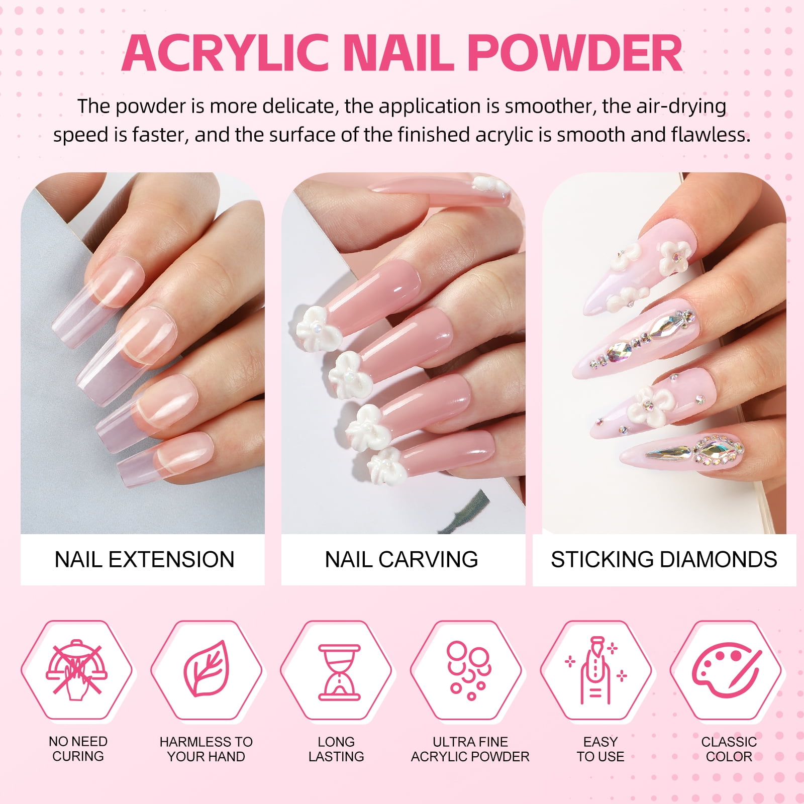 COSCELIA Acrylic Nail Kit Complete Set 3PC Acrylic Powder 6pcs Gel Nail Polish Set 100pcs Acrylic Nail Tips Nail Art Gift for Women