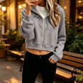 thumbnail image 7 of Helii Zip Up Hoodie Women's Cropped Sweatshirt Oversized Long Sleeve Workout Casual Drawstring Track Jacket with Pockets Soft Stretchy High Waist Streetwear Fall Winter Outfits 4 Colors, 7 of 7