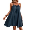 thumbnail image 2 of ClodeEU Women's Spaghetti Strap Backless Tie Back Maxi Dress ,Solid Color Casual Loose Fit Summer Beach Vacation Dress Blue,Women's Plus L, 2 of 8
