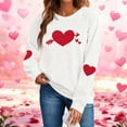 thumbnail image 2 of Itsame Valentine's Heart Sweatshirt Womens Long Sleeve T-Shirts Loose Crew Neck Tops White Size S, 2 of 10