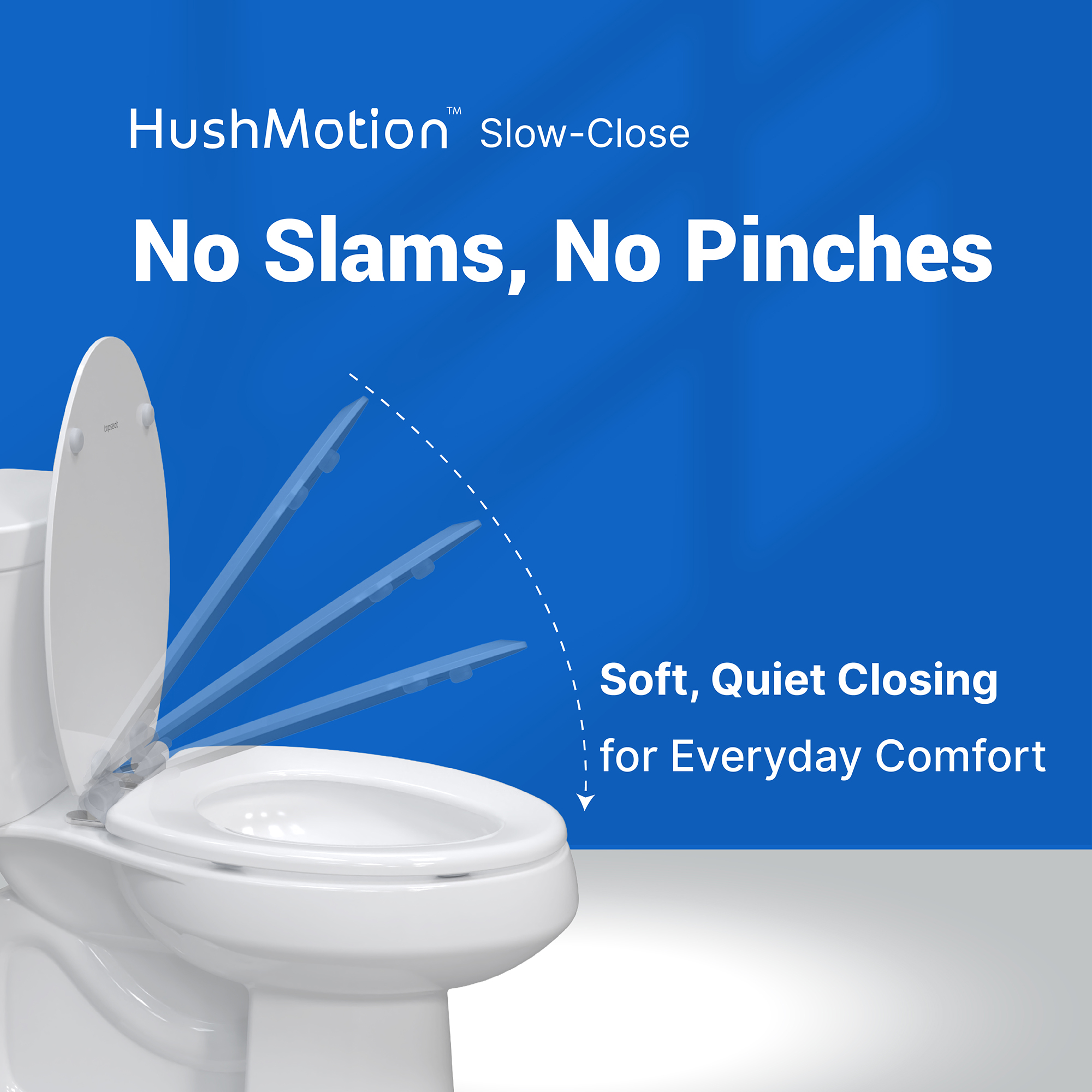 Topseat TSPR000R Pro Wood Toilet Seat Round, White, Magnetic Quick-Release Easy-Clean and Change, Slow Close, StainShield High-Gloss Finish, Arch-Tite Never Loosens, Adjustable Fit, Secure Grip