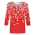thumbnail image 5 of Valentines Shirts for Women Casual Short Sleeve Crew Neck Shirt Loose Heart Print Blouse T Shirt Comfy Soft Tee Pullover Outfits Red L, 5 of 5