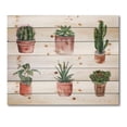 thumbnail image 3 of Designart 'Cactus and Succulents In A Clay Pot ' Botanical Print on Natural Pine Wood, 3 of 5