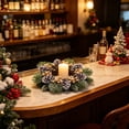 thumbnail image 4 of Winter Candle Ring Artificial Wreath For Candles, Mini Holiday Counter Centerpiece Ornament For Column Candle Holders, Home Ornament 7.87In, 4 of 6
