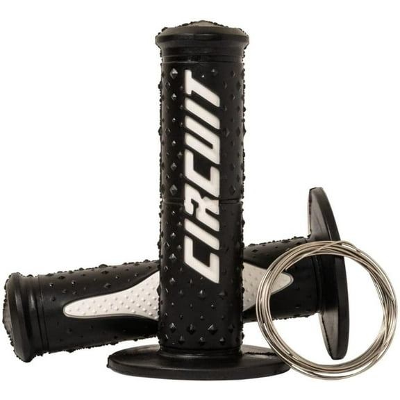 Circuit Equipment – Electra Racing Grip – Lock-On Design, Precision Control and Comfort Polymer for Motorcycles Racers – Black/White
