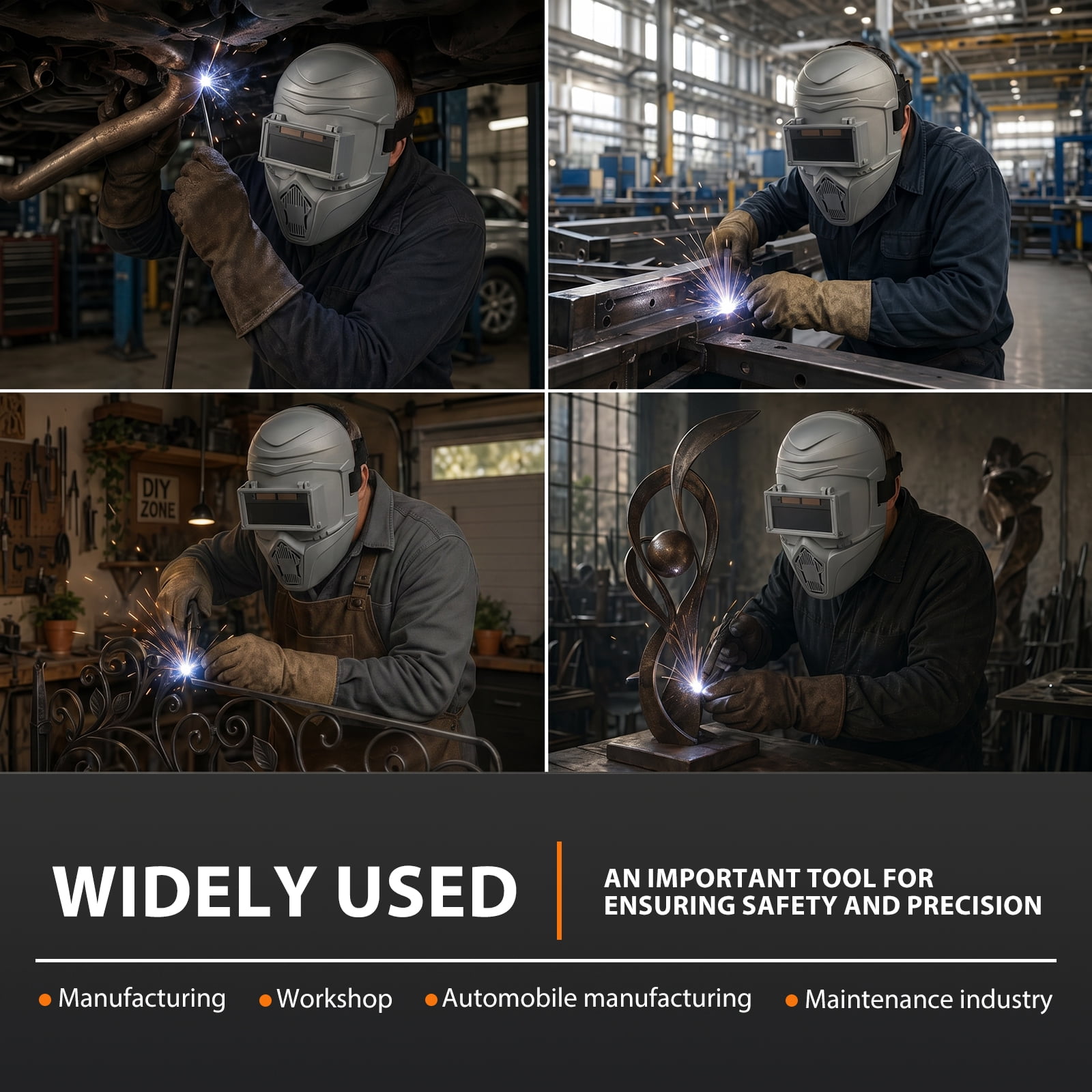Auto Darkening Welding Helmet, 1/1/1/1 Optical Clarity True Color Welding Hood, 9-13 Shade Range, 4 Arc Sensors for TIG MIG ARC Welding Mask