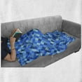 thumbnail image 6 of Blue Soft Flannel Fleece Throw Blanket, Abstract Geometrical Hexagonal Squared Shapes Image Ombre Style Art, Cozy Plush for Indoor and Outdoor Use, 50" x 60", Turquoise Dark Blue, by Ambesonne, 6 of 6