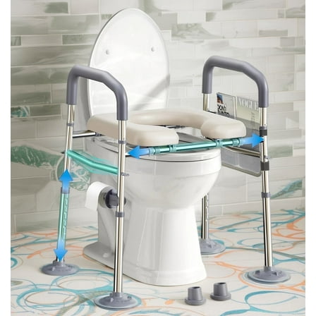 Bluelog Raised Toilet Seat with Handles, 400lbs Capacity, Adjustable for Seniors & Pregnant