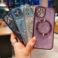thumbnail image 6 of Compatible with iPhone 11 Magnetic Glitter Case, Luxury Plating Cute Bling Clear Phone Case, Compatible with MagSafe for Women Girls with Camera Protector Back Cover - Purple, 6 of 6
