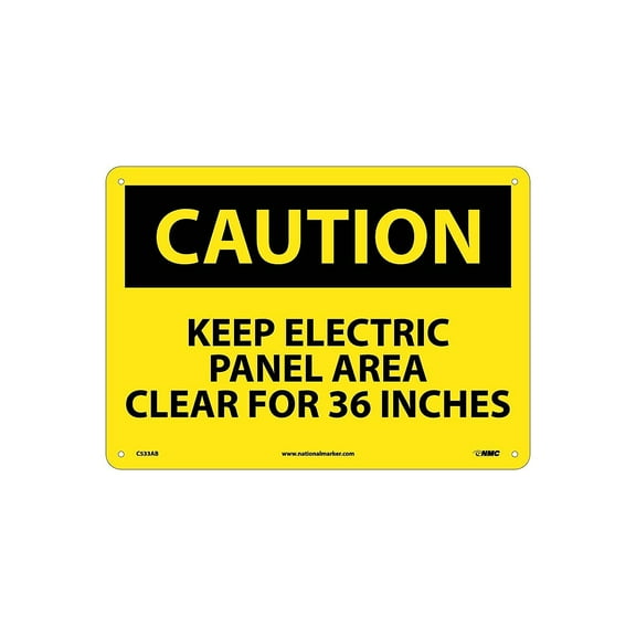 National Marker Caution Signs; Keep Electric Panel Area Clear For 36 Inches 10X14 .040 Aluminum