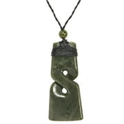 81stgeneration Men's Hand Carved Nephrite Jade Big Maori Single Twist Pikorua Toki Pendant Necklace