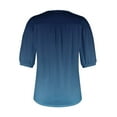 thumbnail image 4 of IYYVV Womens Puff Short Sleeve Tunic Tops Pleated Crew Neck Blouses Dressy Casual Loose Fit Spring And Summer T Shirts Dark Blue 2XL, 4 of 6