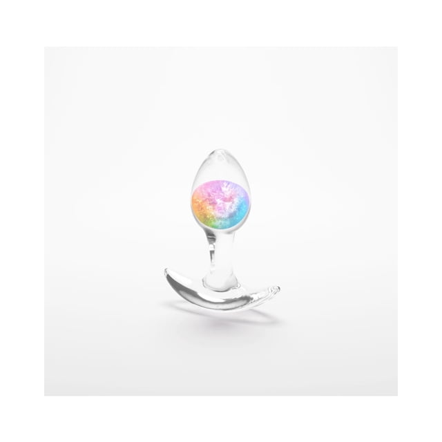 NS Novelties Cosmic Glams Silicone Glass Anal Plug, Small, Rainbow