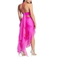 thumbnail image 4 of PENGXIANG Women Summer 2 Pieces Clothes Outfits Solid Color Tie-Up Halter Neck Sleeveless Tank Tops and Ruffles Irregular Long Skirts Set, 4 of 5