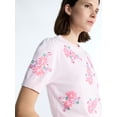 thumbnail image 4 of Free Assembly Women's and Women's Plus Beaded Floral Sweater with Puff Sleeves, Lightweight, Sizes XS-4X, 4 of 5